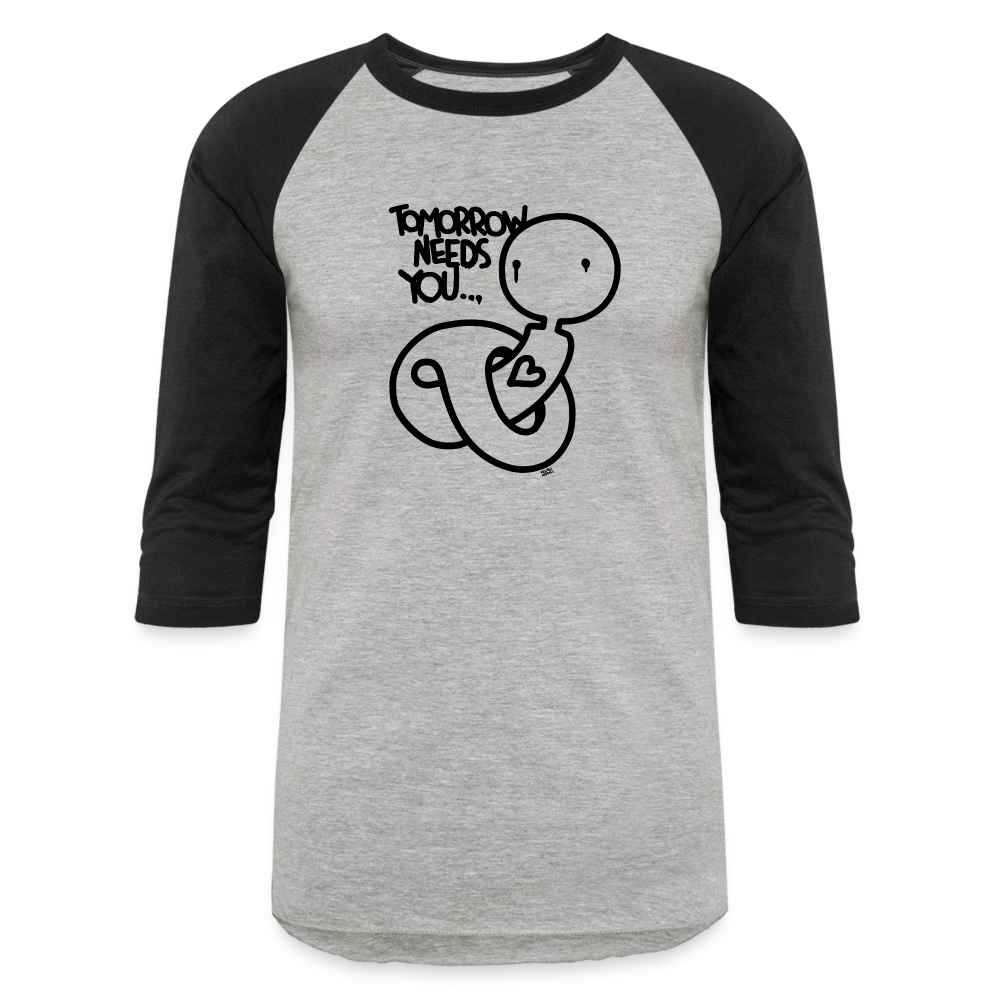 2Morrow Needs You Basic Logo Baseball T-Shirt - heather gray/black