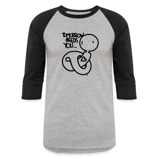 2Morrow Needs You Basic Logo Baseball T-Shirt - heather gray/black