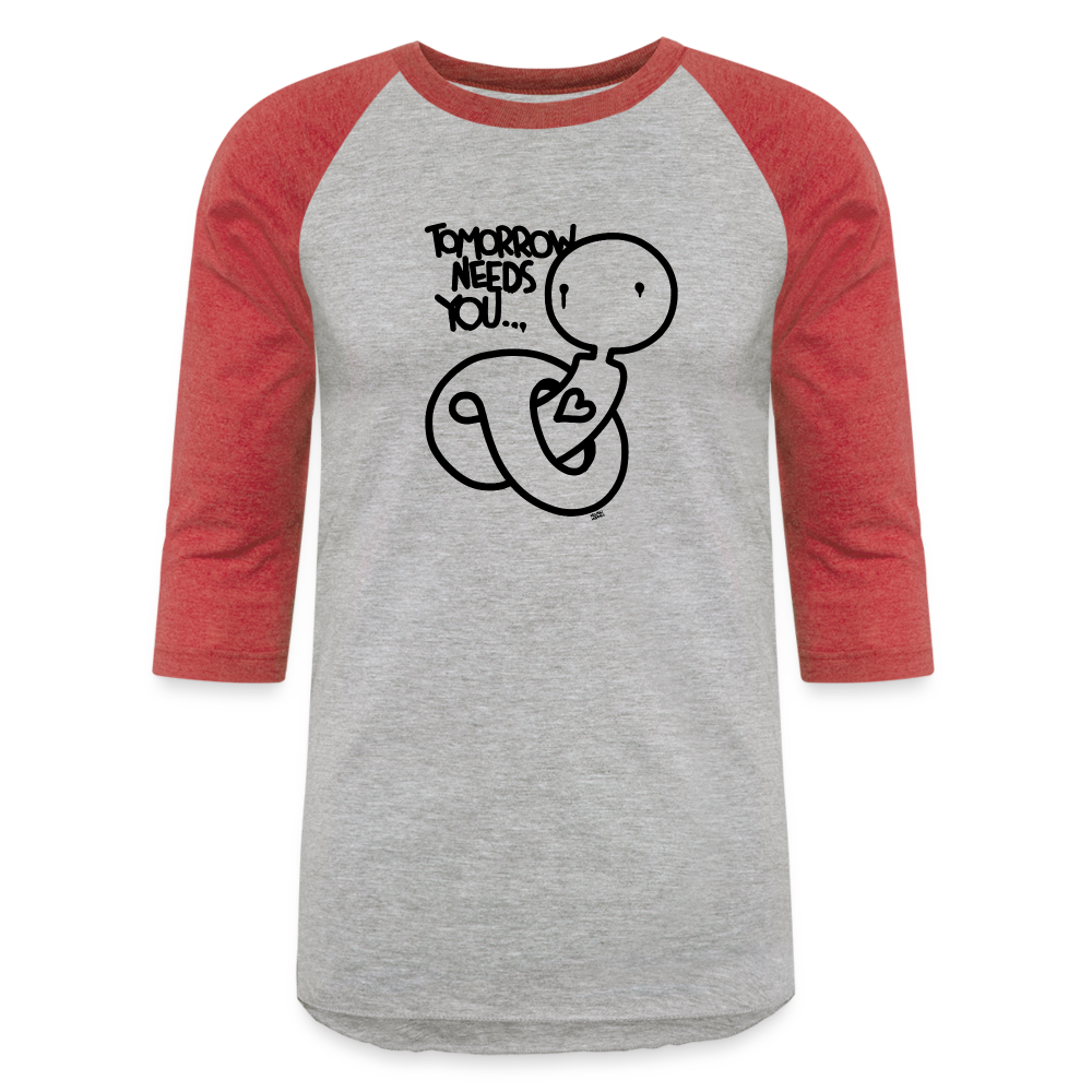 2Morrow Needs You Basic Logo Baseball T-Shirt - heather gray/red