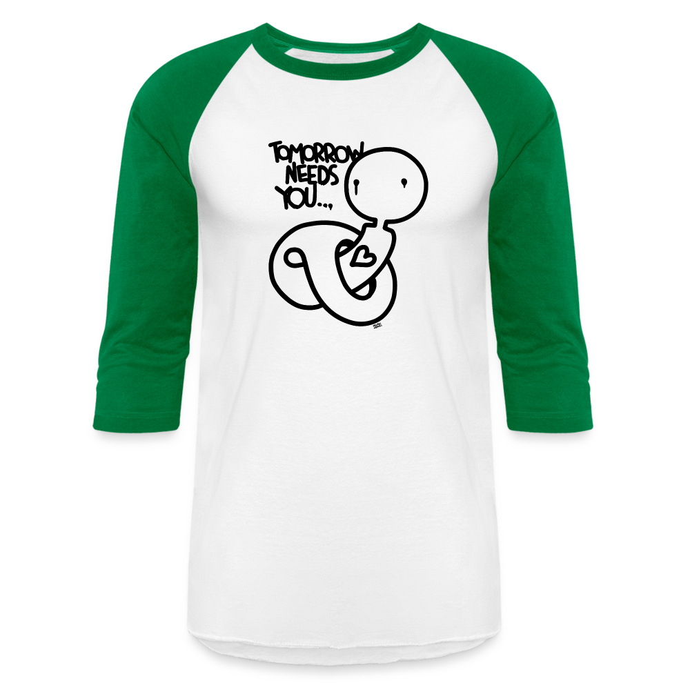 2Morrow Needs You Basic Logo Baseball T-Shirt - white/kelly green