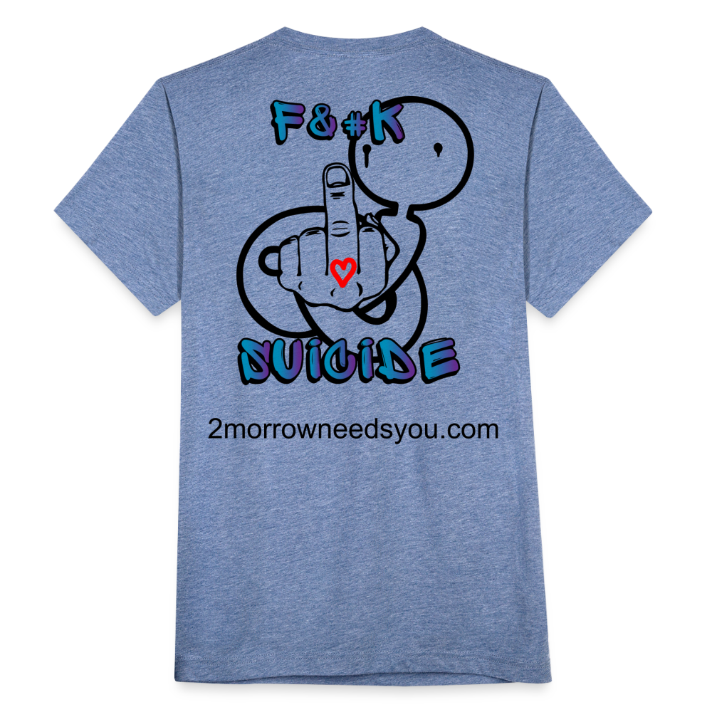 2morrowneedsyou F suicide Tee - heather blue